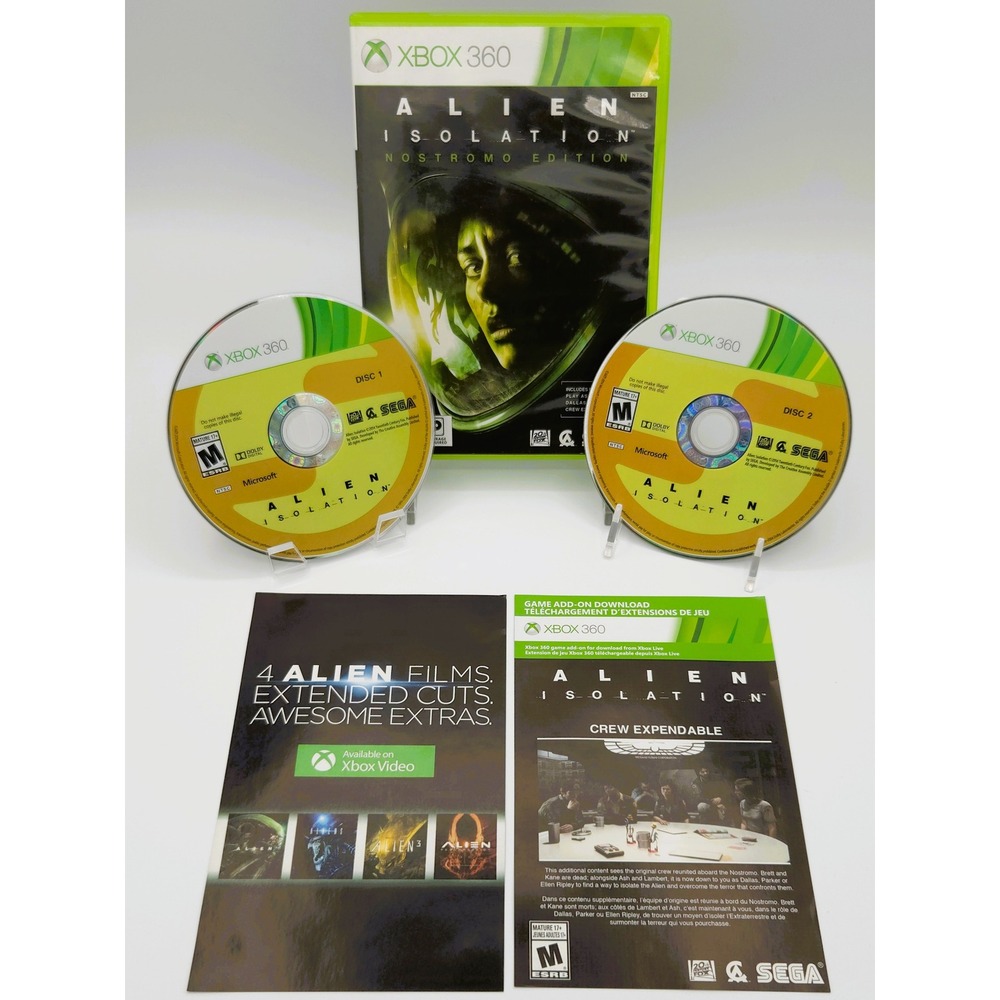 Alien Isolation Nostromo Edition - Xbox 360 - CIB 2-Disc Set w/ Inserts - Sega